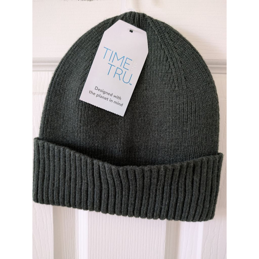 Time and true dark green beanie with tags